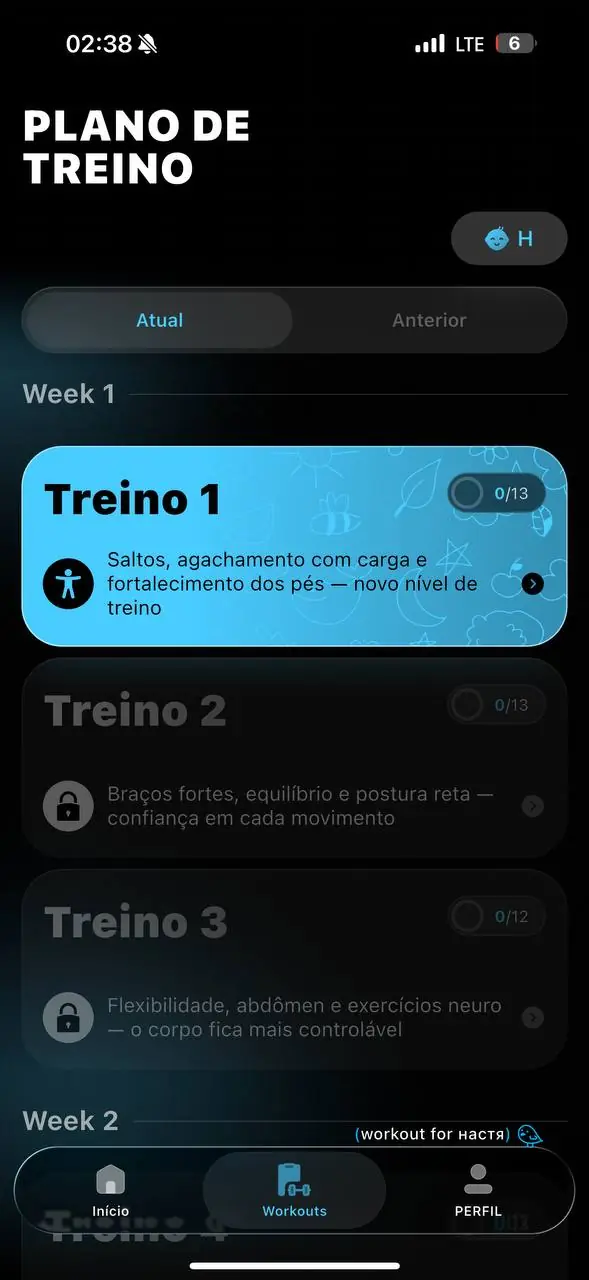 Plano da criança por semanas